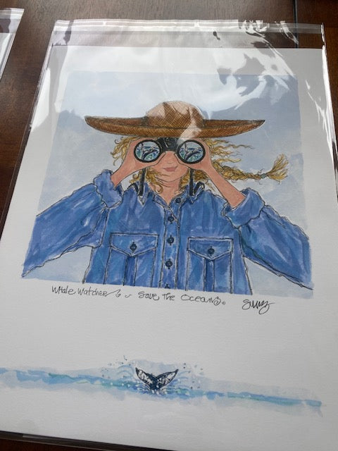"WHALE WATCHER" Signed Giclée (Vertical)