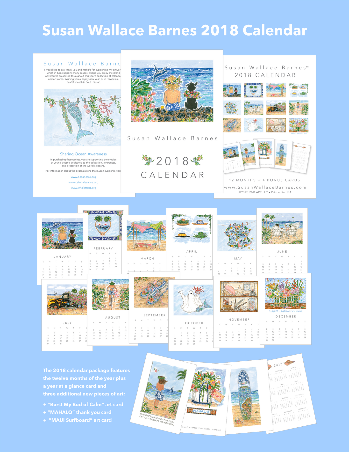 * 2018 * - 5 x 7 Susan Wallace Barnes 2018 Calendar