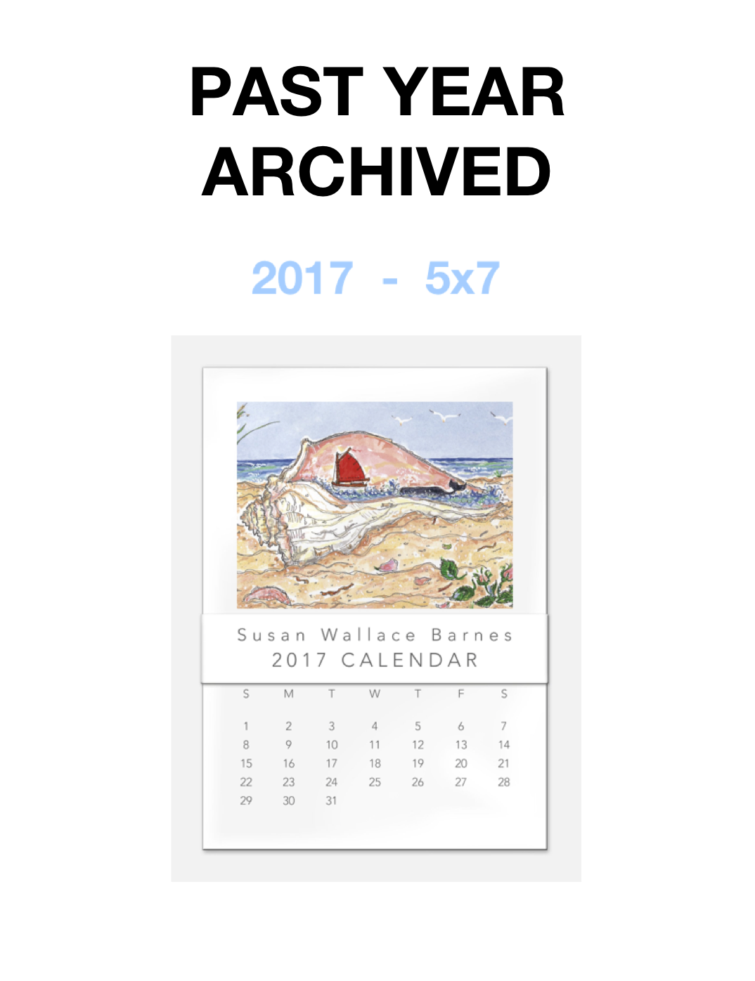 2017 -  5x7 Susan Wallace Barnes 2017 Calendar