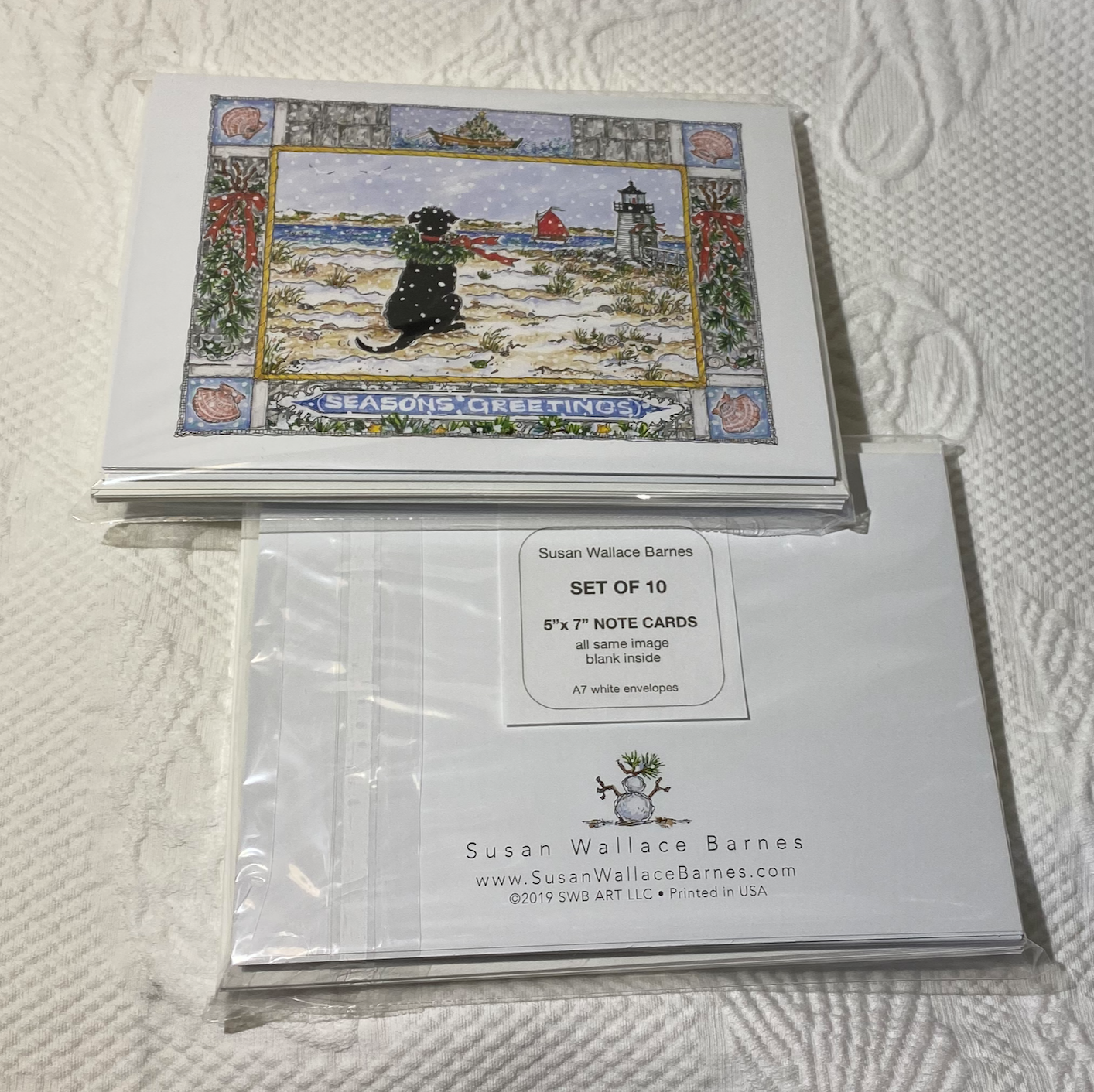 Black Dog Holiday 5x7 Folding Note Cards with Envelopes - SET OF 10