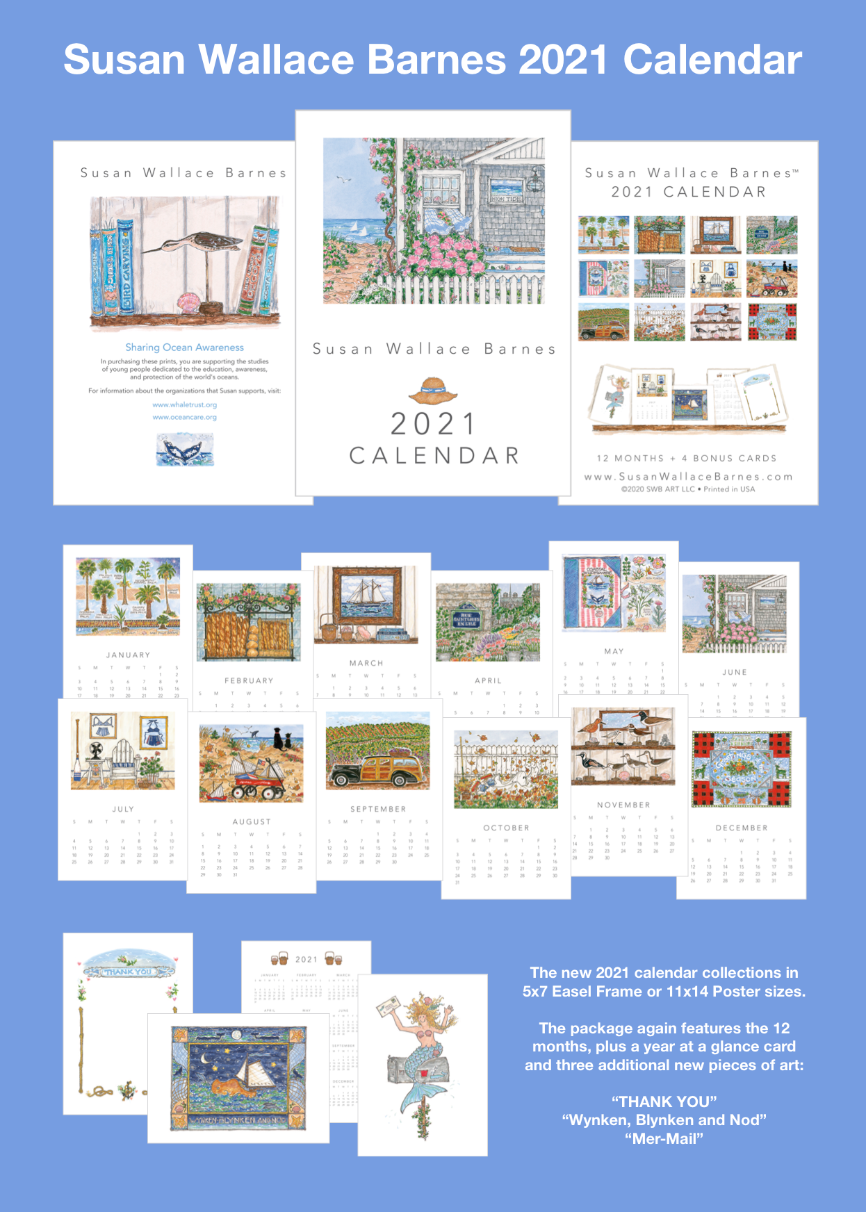 * 2021 * - 5 x 7 Susan Wallace Barnes 2021 Calendar