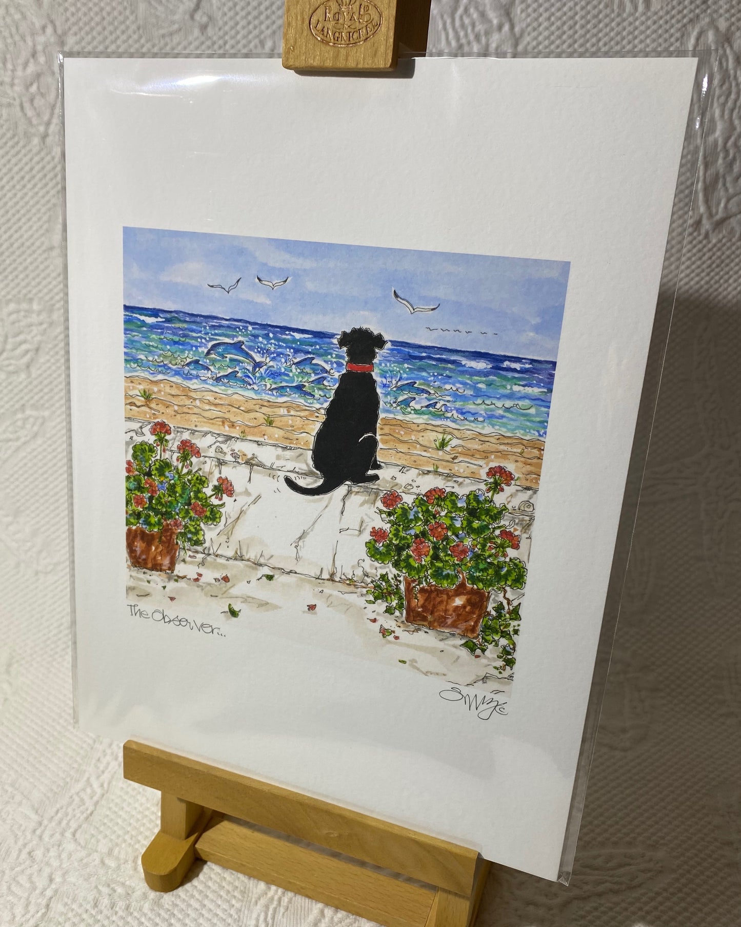 "The Observer" (Black Dog) Signed Giclée (Vertical)