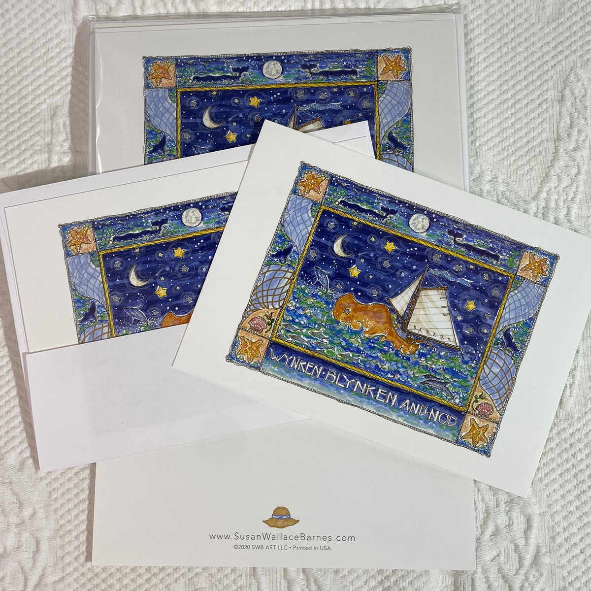 WYNKEN, BLYNKEN & NOD 5x7 Postcards with Envelopes - SET OF 10