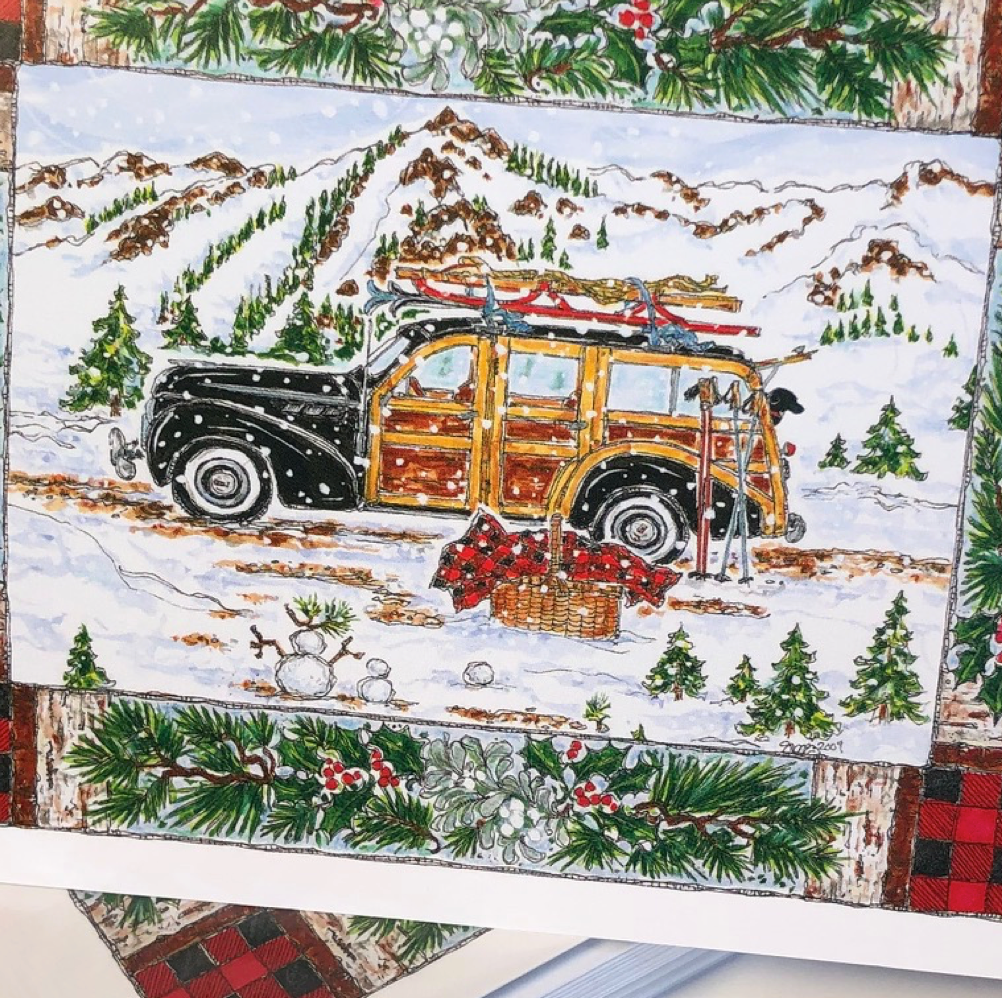 Woodie Holiday 5x7 Folding Note Cards with Envelopes - SET OF 10