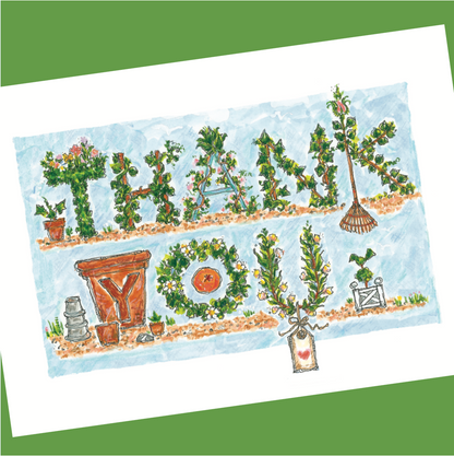 THANK YOU GARDEN 5x7 Folding Note Cards with Envelopes - SET OF 10