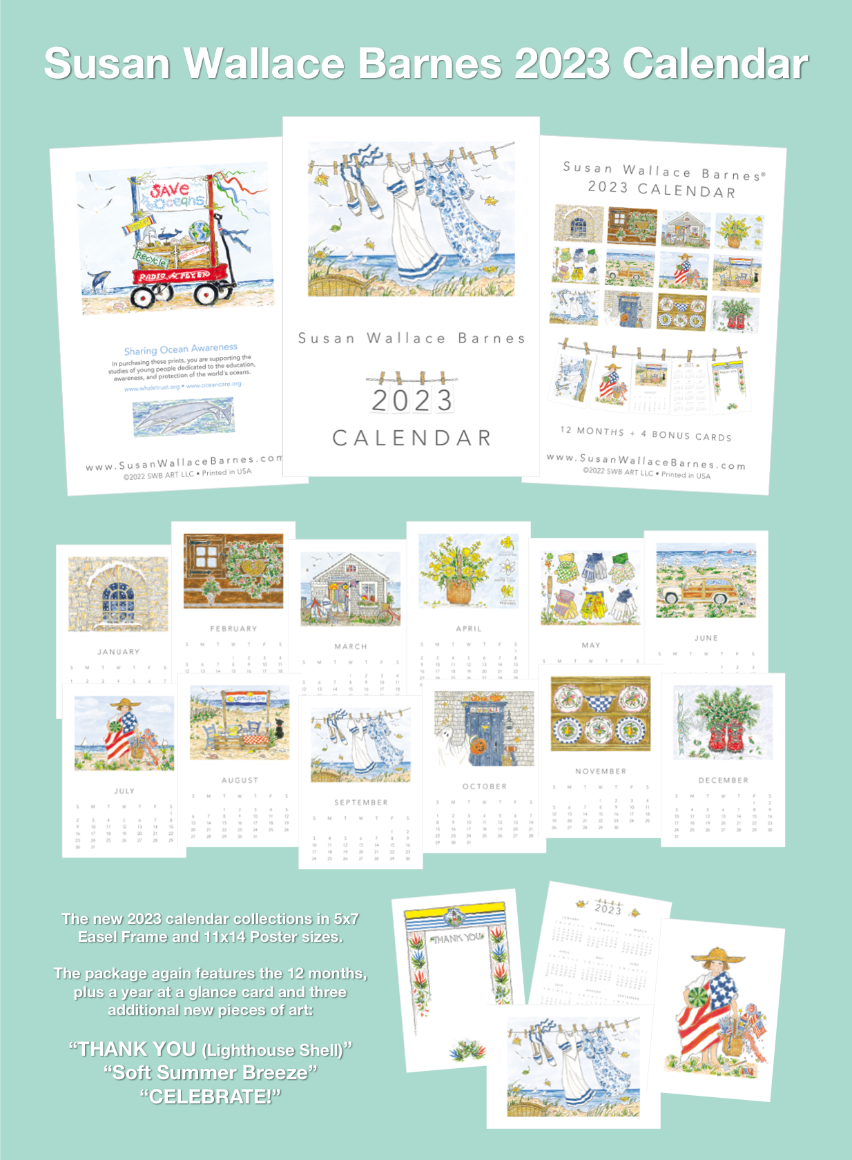 * 2023 * - 5 x 7 Susan Wallace Barnes 2023 Calendar