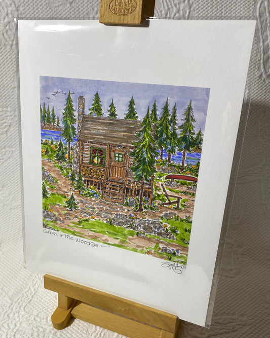 "CABIN IN THE WOODS" Signed Giclée (Vertical)