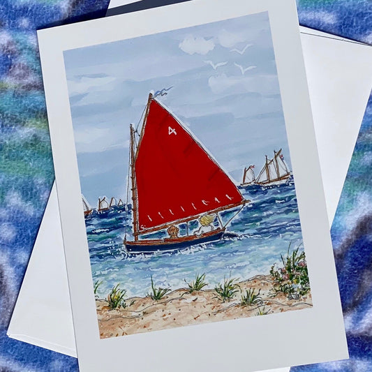 DOG & CATBOAT FOLDING Note Cards 5x7 with Envelopes - SET OF 10
