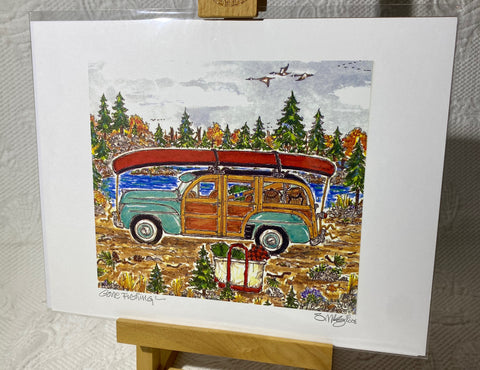 "Gone Fishing" Woodie signed print 2006