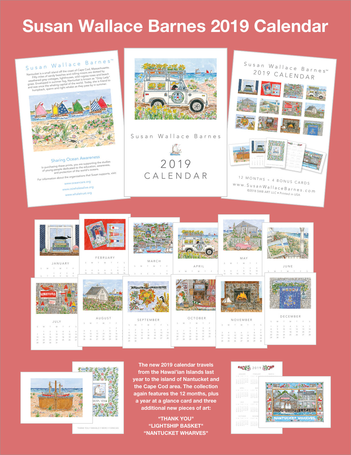 * 2019 * - 5 x 7 Susan Wallace Barnes 2019 Calendar
