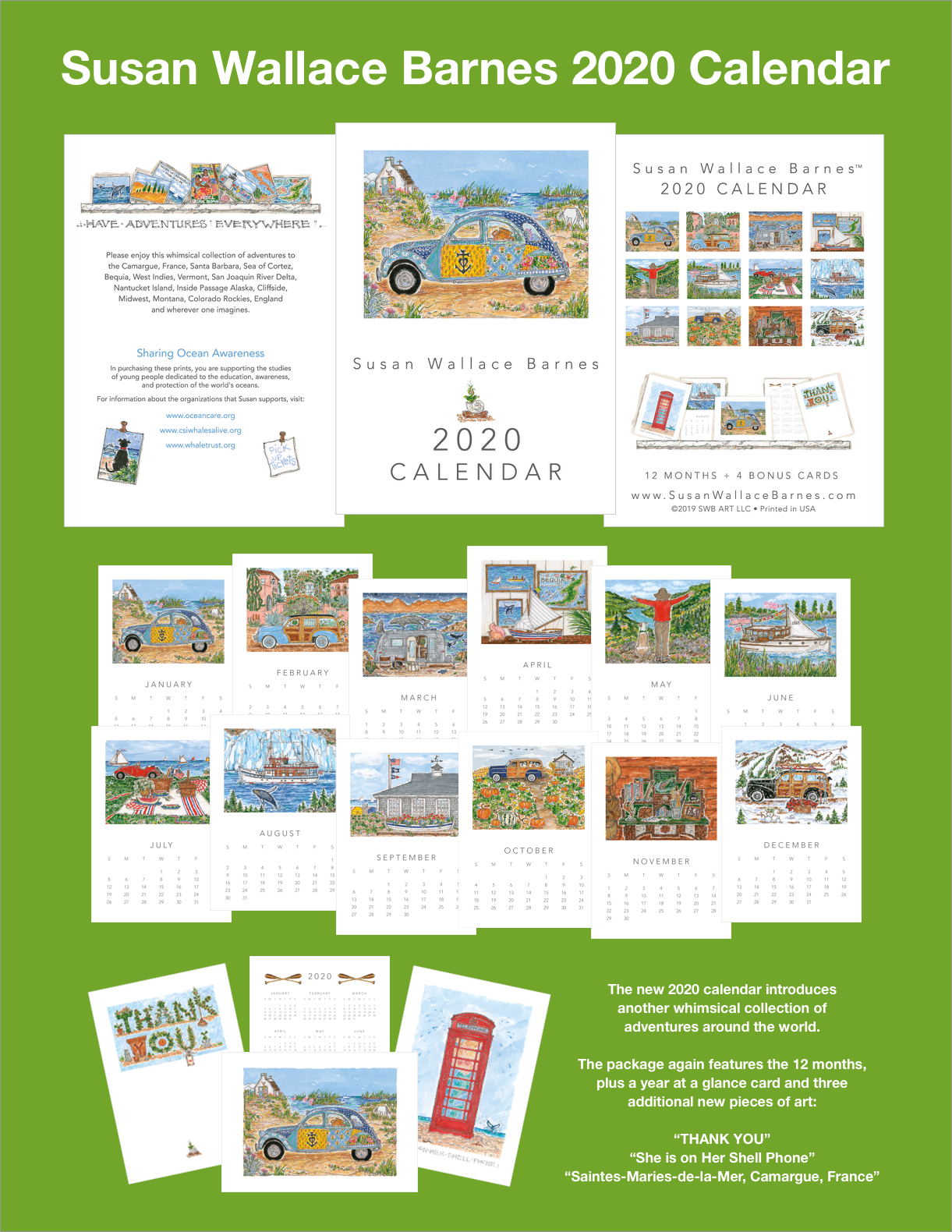 * 2020 * - 5 x 7  Susan Wallace Barnes 2020 Calendar