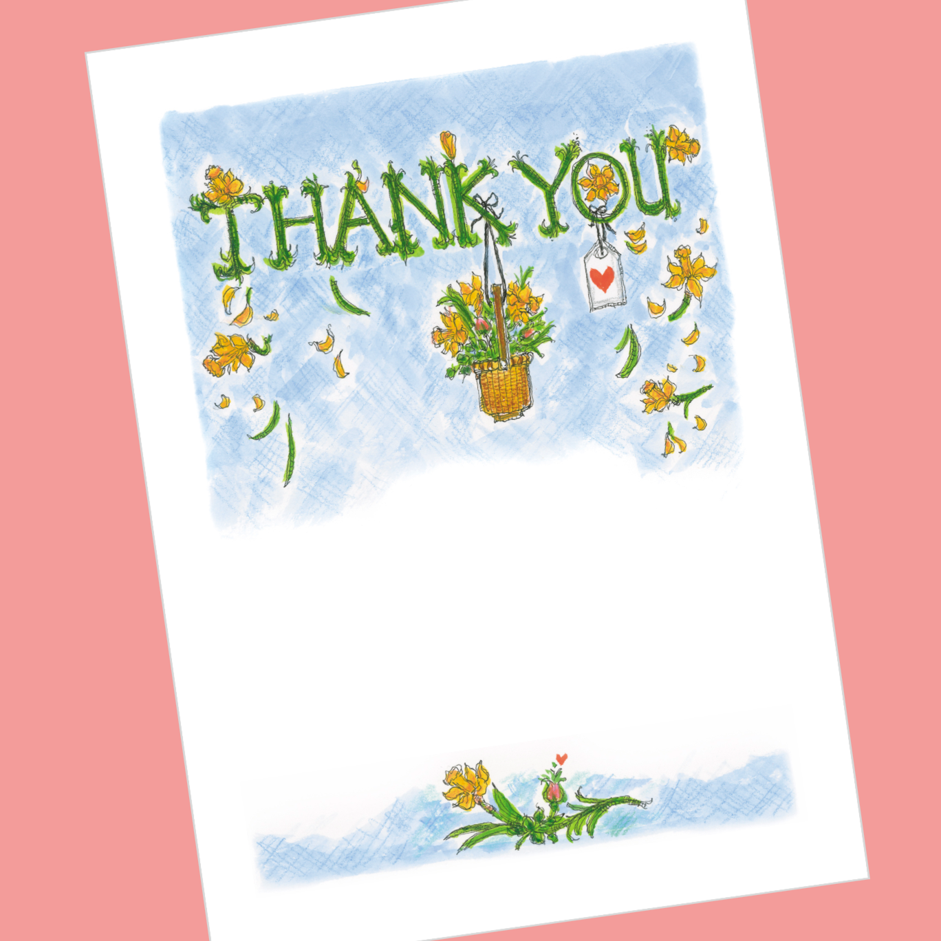 THANK YOU (Flower Basket) 5x7 Postcards with Envelopes - SET OF 10