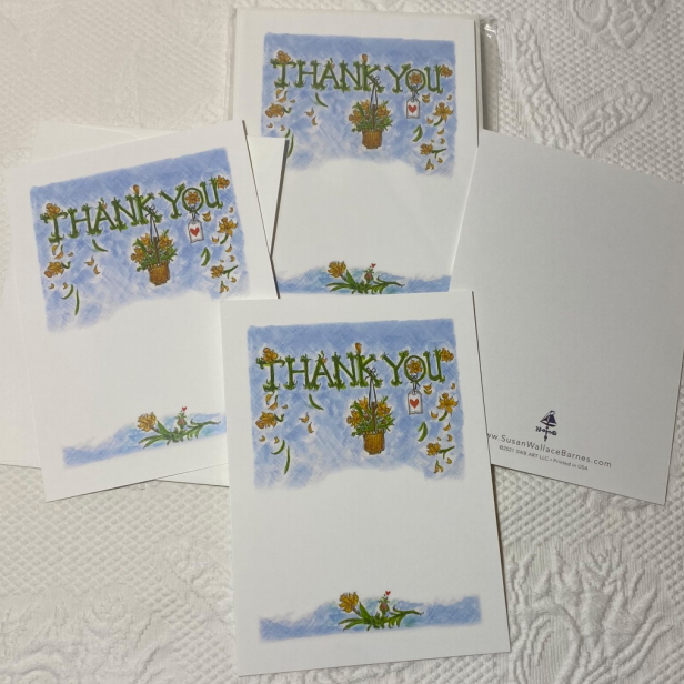 THANK YOU (Flower Basket) 5x7 Postcards with Envelopes - SET OF 10