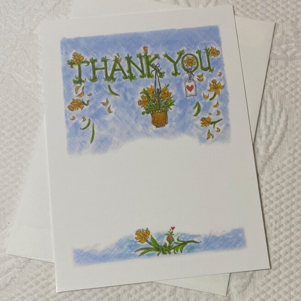 THANK YOU (Flower Basket) 5x7 Postcards with Envelopes - SET OF 10