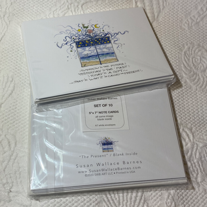 THE PRESENT Note Cards 5x7 with Envelopes - SET OF 10